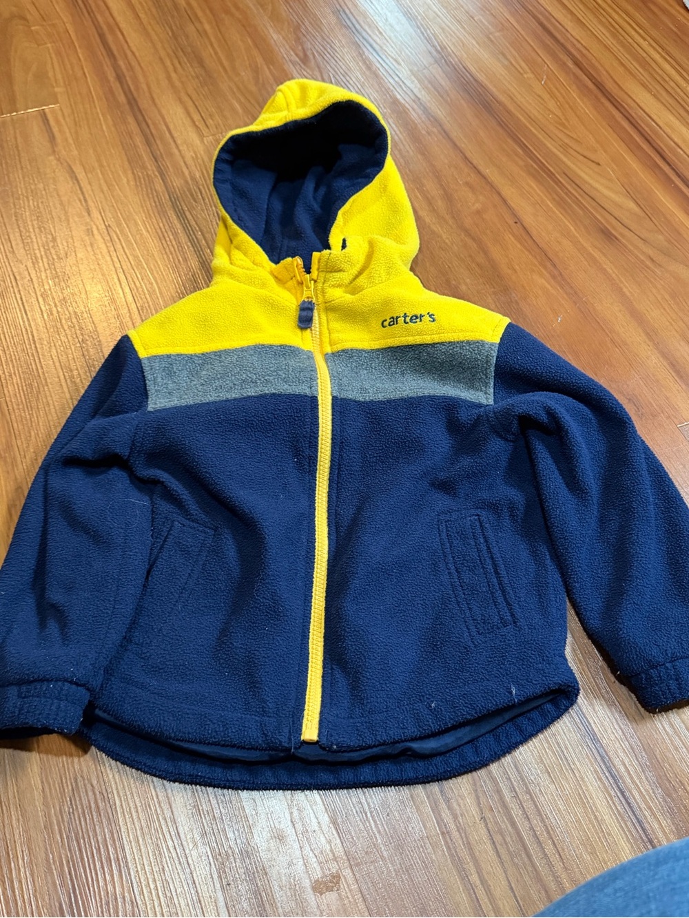 Carter's Navy, Yellow & Gray Hooded Fleece Jacket